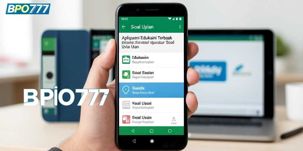 Screenshot utama BPO777 menampilkan antarmuka aplikasi Soal Ujian.