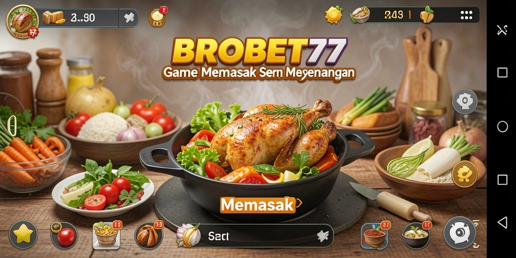 Antarmuka permainan BROBET77 dengan tampilan memasak yang menarik.