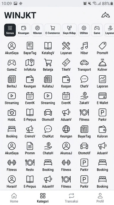 Tampilan katalog aplikasi winjkt