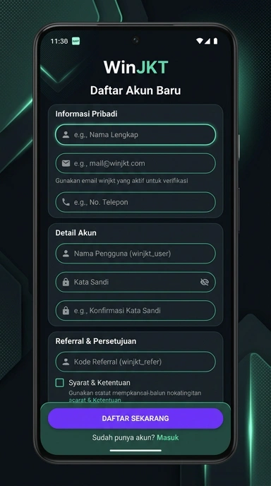 Tampilan halaman daftar winjkt